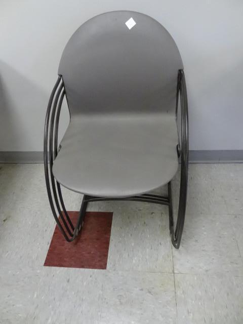 lot 55 image: 3 metal framed stack chairs...