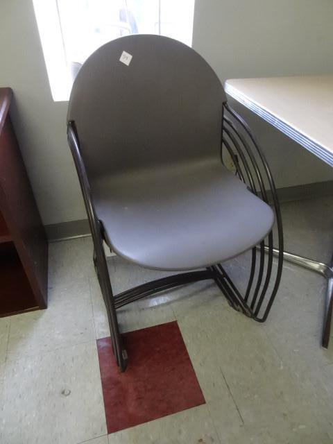 lot 59 image: 4 metal framed stack chairs...