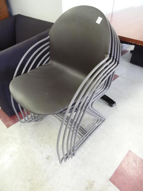 lot 74 image: 5 metal framed stack chairs...