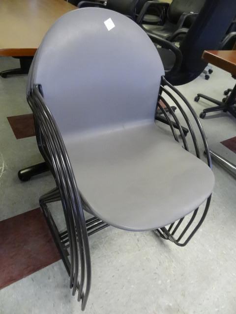 lot 80 image: 4 metal framed stack chairs...