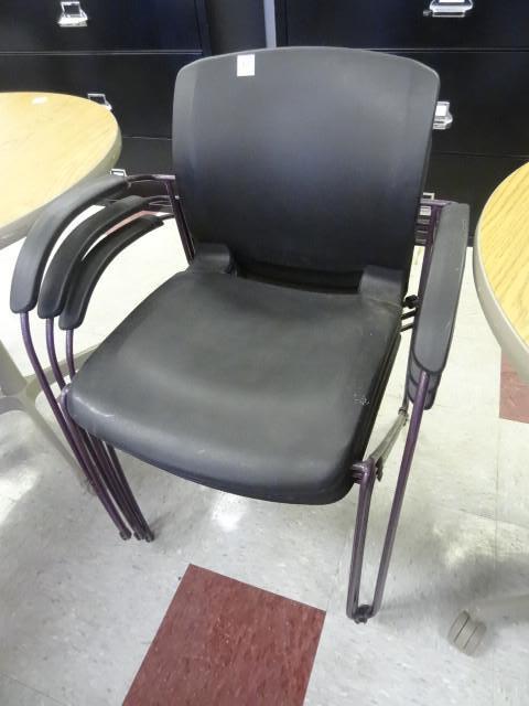 lot 92 image: 3 metal framed stack chairs...