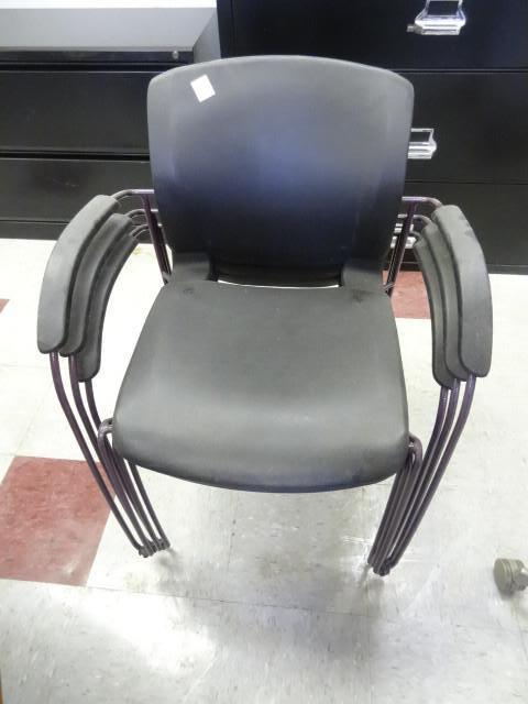 lot 94 image: 3 metal framed stack chairs...