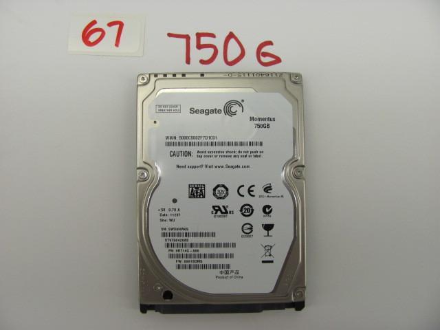 lot 67 image: Seagate 2.5" 750G SATA hard dr...