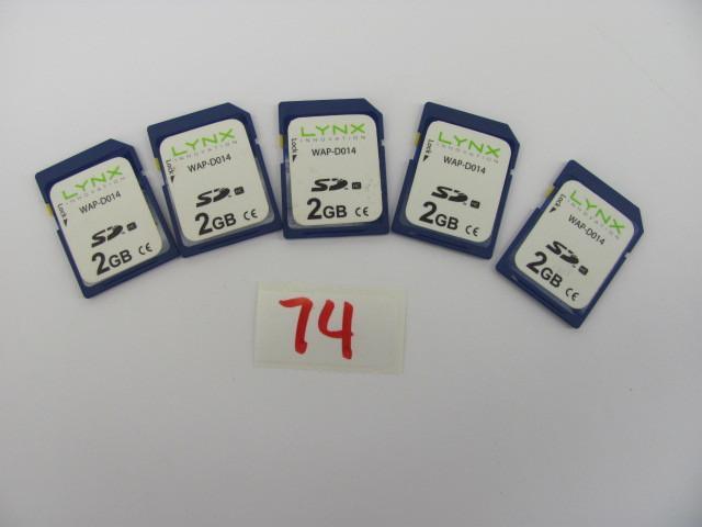lot 74 image: Lot of 5 Lynx 2G SD cards. Tested a...