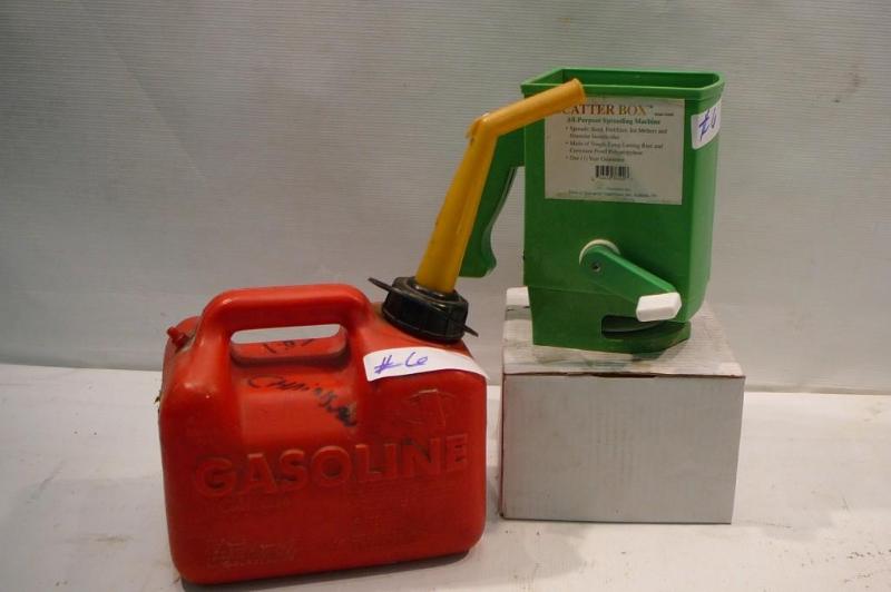 Grass seeder and 1 gal gas can Sold...