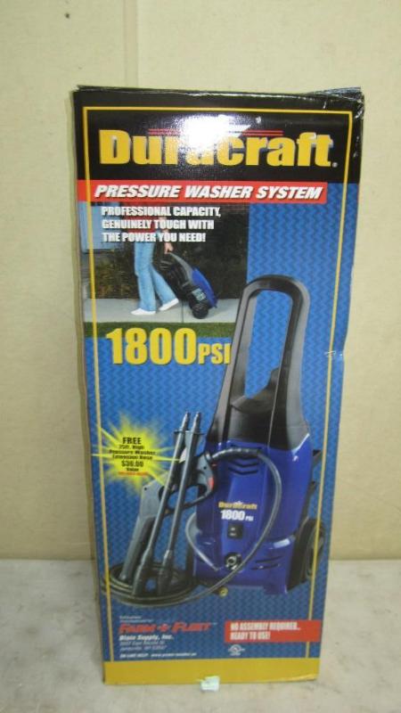 lot 35 image: Duracraft 1800 psi pressure washer,...