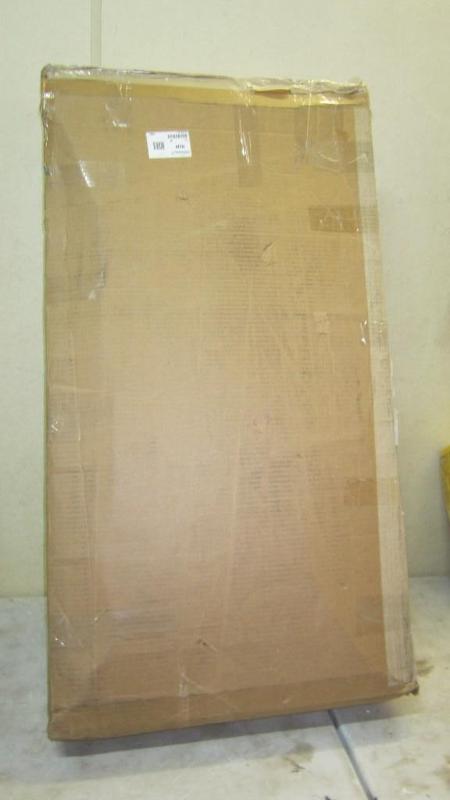 lot 53 image: 42 in corner tv stand, box marked b...