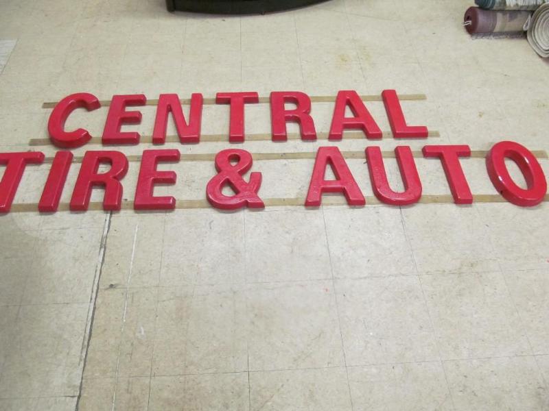 Red Central Tire and Auto Sign Lett...