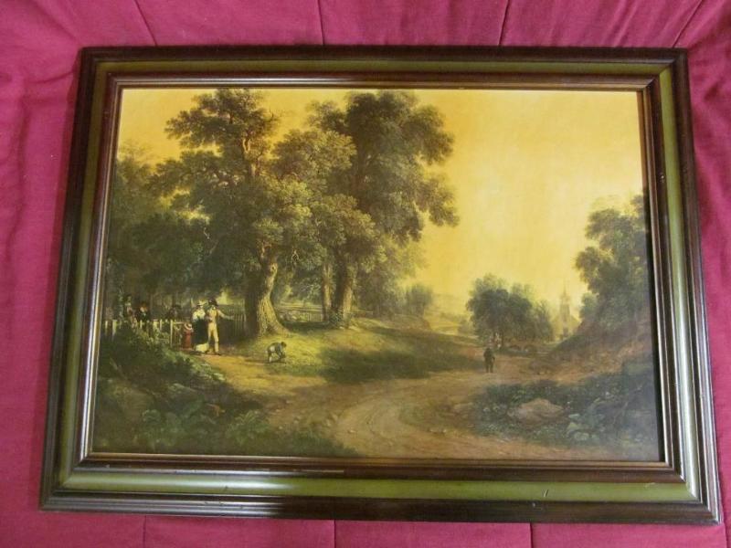 31 in x 23 in Vintage Church Scene ...