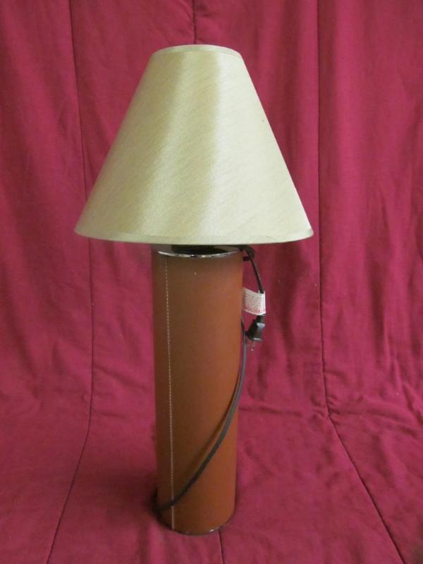 Leather Base Lamp with Shade, 24 in...