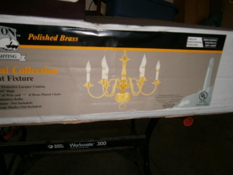 Six light fixture, polished brass, ...