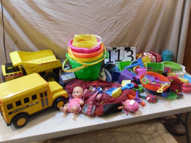 lot 113 image: Large Lot of Assorted Toys. Sandbox...