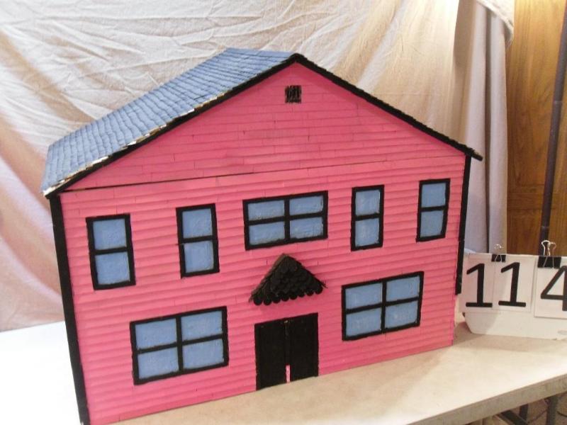 lot 114 image: Large Homemade Doll House. Open bac...