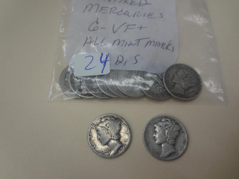 Bag Of (10) Mixed Mercury Dimes G--...