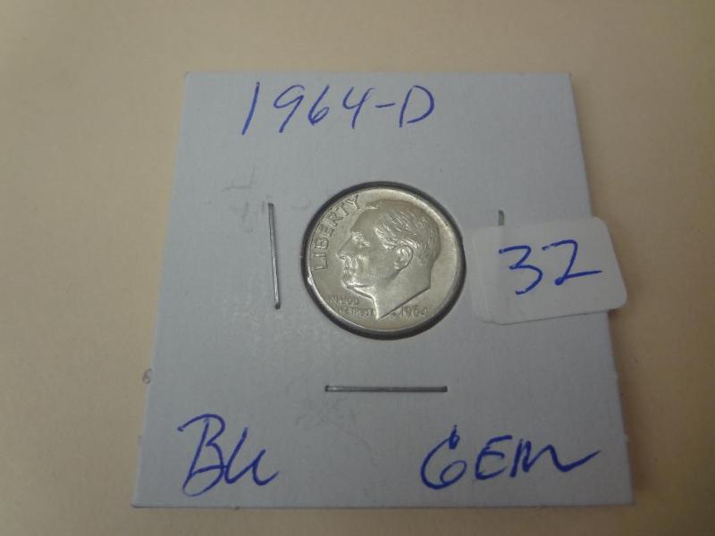 1964-D GEM BU Roosevelt Dime...