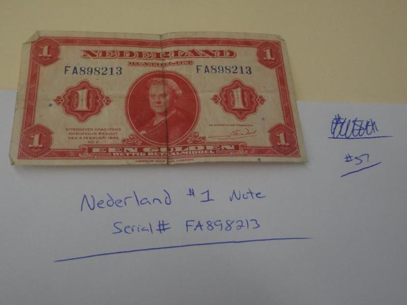 Nederland $1 Note, Serial# FA898213...