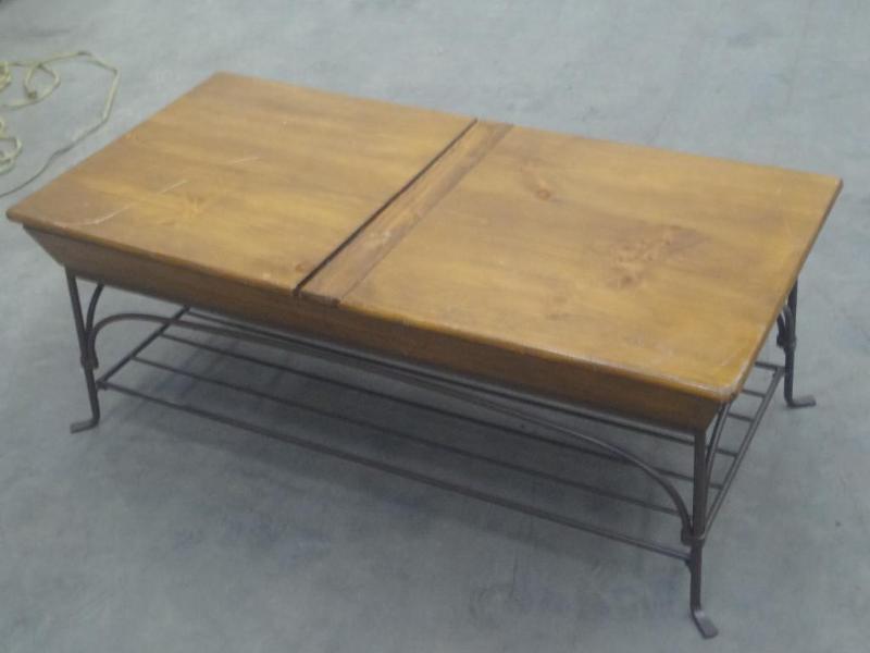 lot 70 image: Wood Top Coffee Table With Storage...