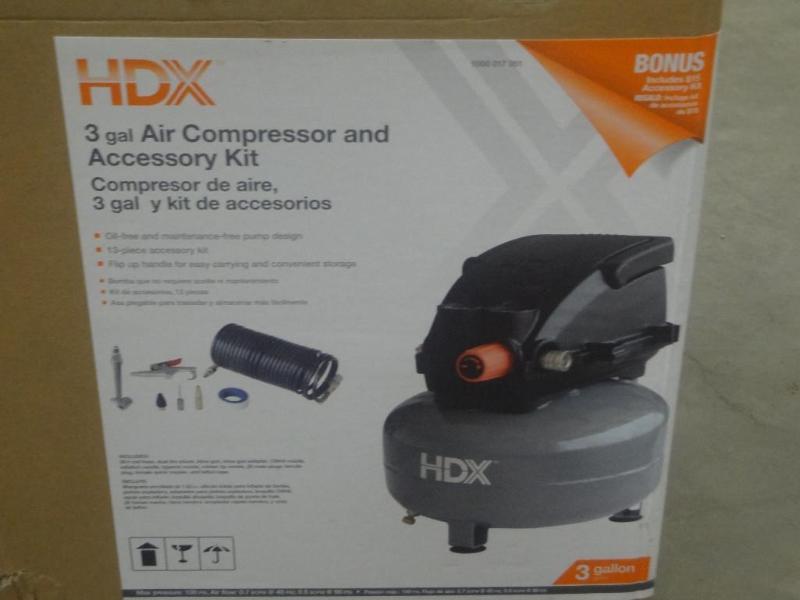 lot 8 image: HDX 3-Gallon Air Compressor With Ac...