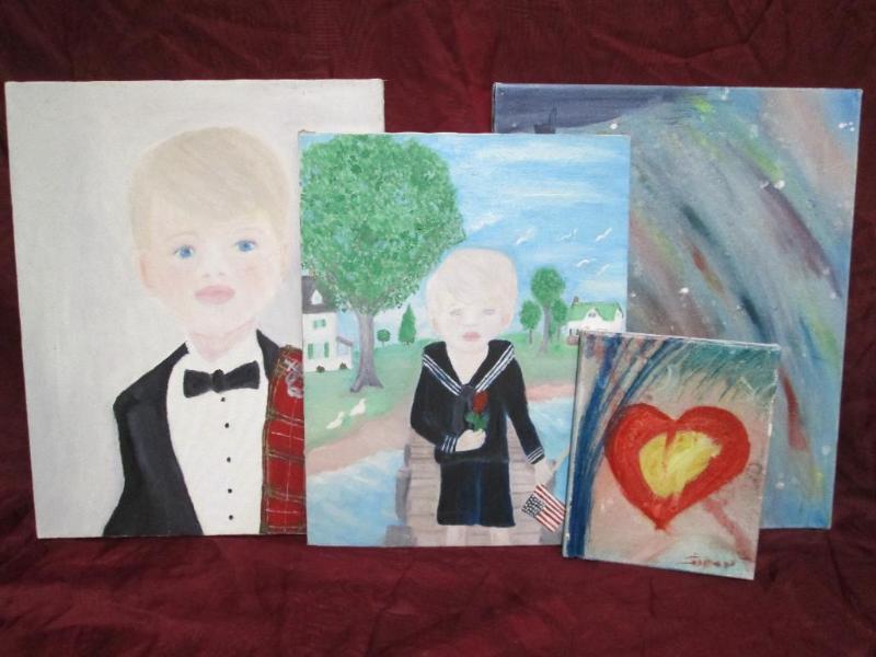 Lot of paintings on stretched canva...