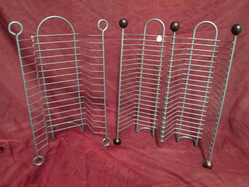 Pair of pewter looking wire CD rack...