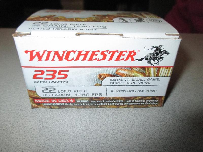 Winchester 22 long rifle 235 rounds...