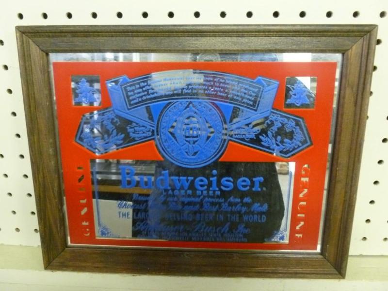 Genuine Budweiser wood framed beer ...