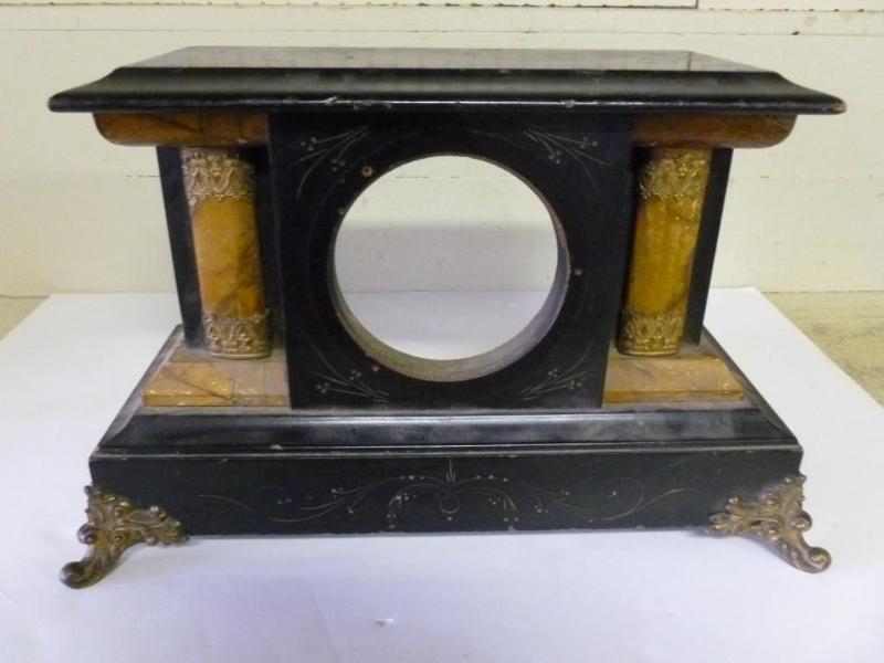 Antique brass leg wooden mantle clo...