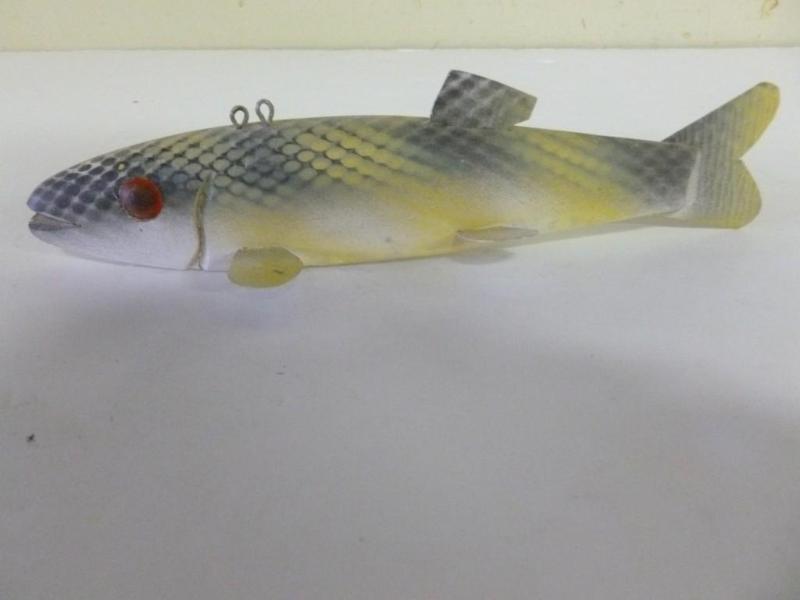 Large hand carved wooden spearing d...
