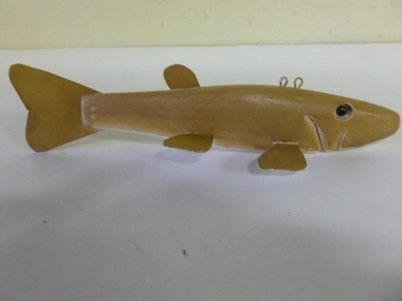 Large hand carved wooden spearing d...