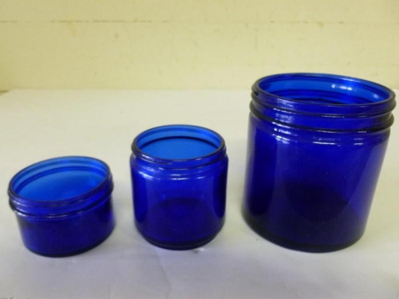 Lot of three vintage cobalt blue gl...
