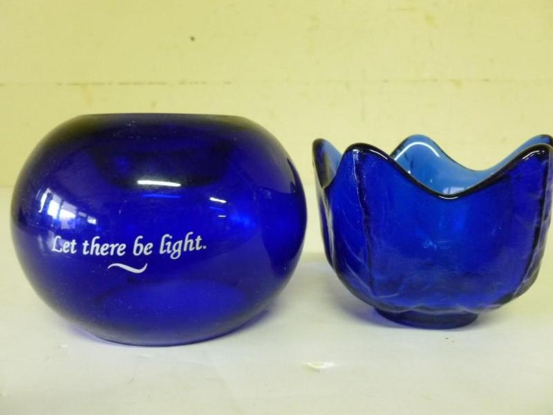 Lot of two cobalt blue glass items ...