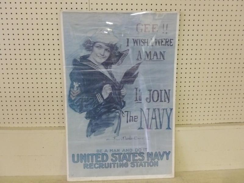 Large vintage US Navy recruiting po...
