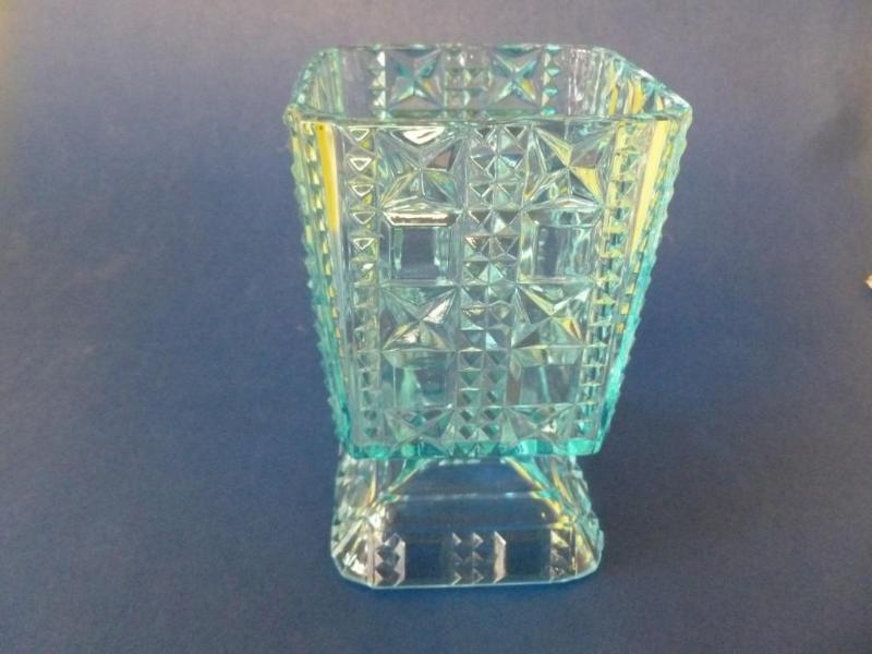 Beautiful blue cut glass pedestal c...