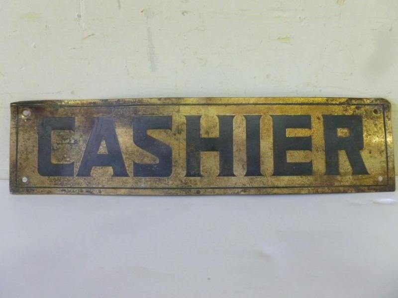 Vintage Brass Cashier Sign that mea...