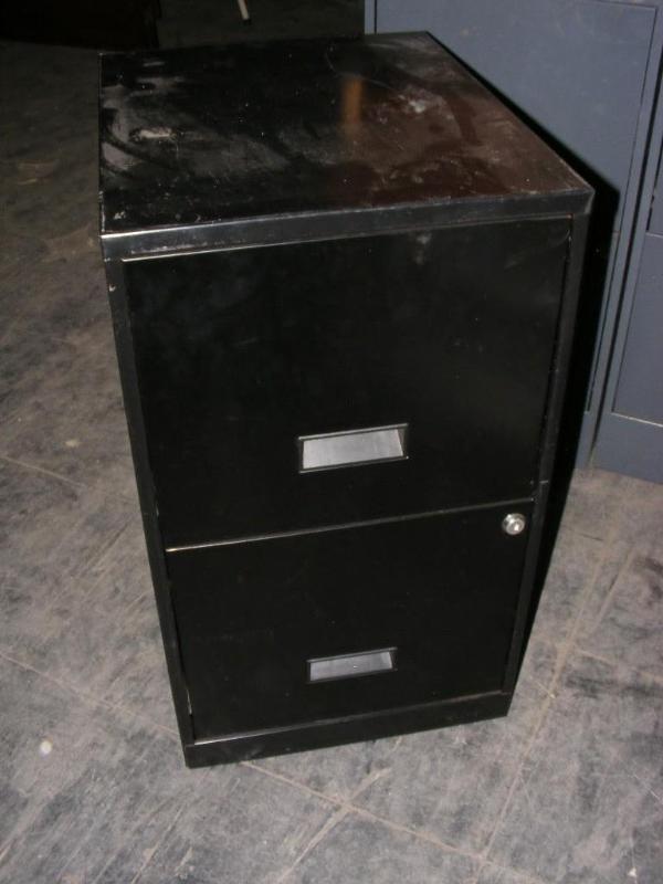 lot 204 image: Black two drawer filing cabinet, no...