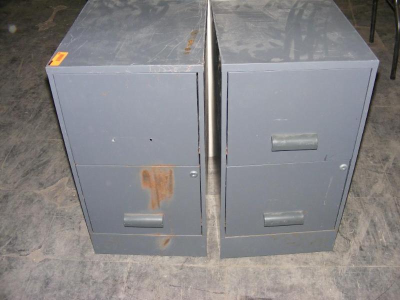 lot 208 image: two grey filing cabinets, no key on...