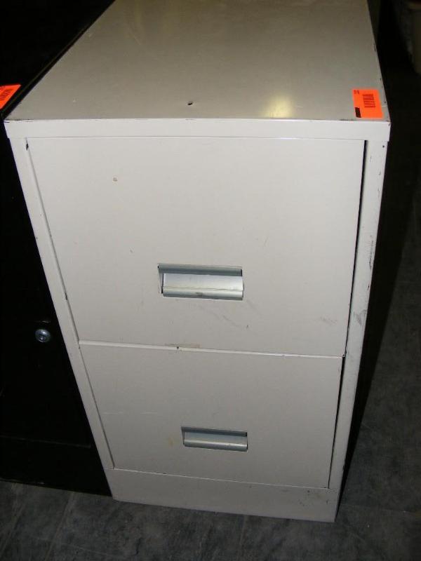 lot 210 image: two drawer tan colored filing cabin...
