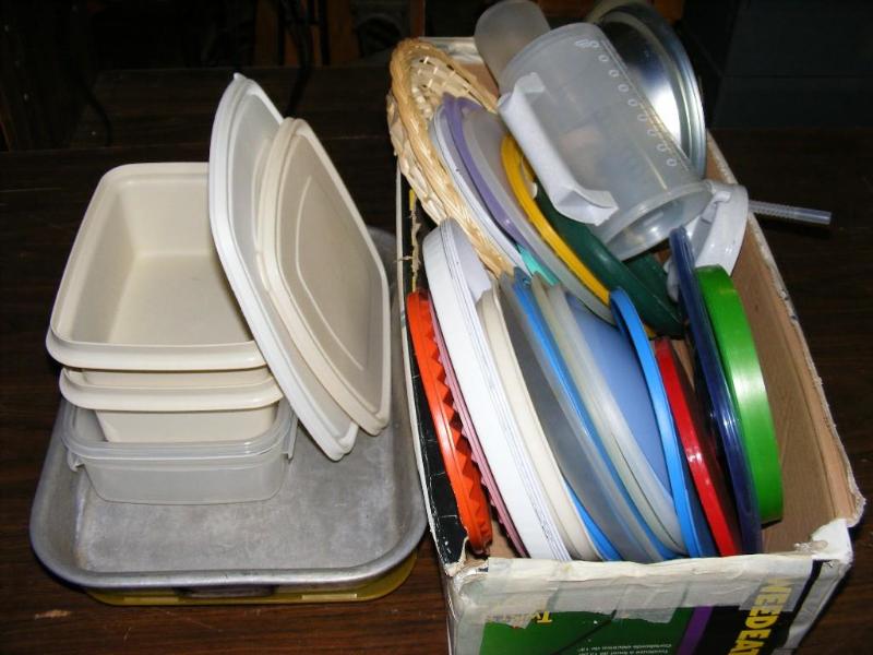 lot 227 image: box of misc items, storage containe...