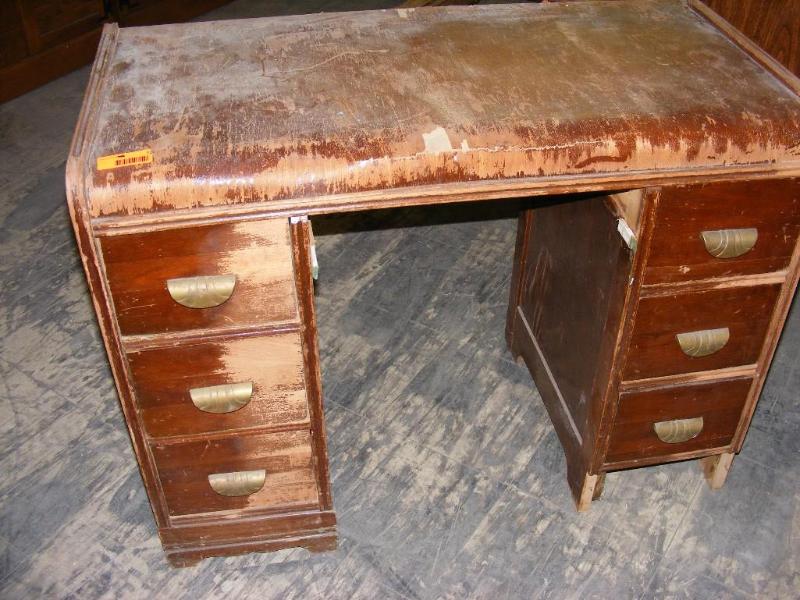 lot 72 image: Old wooden desk, has condition issu...