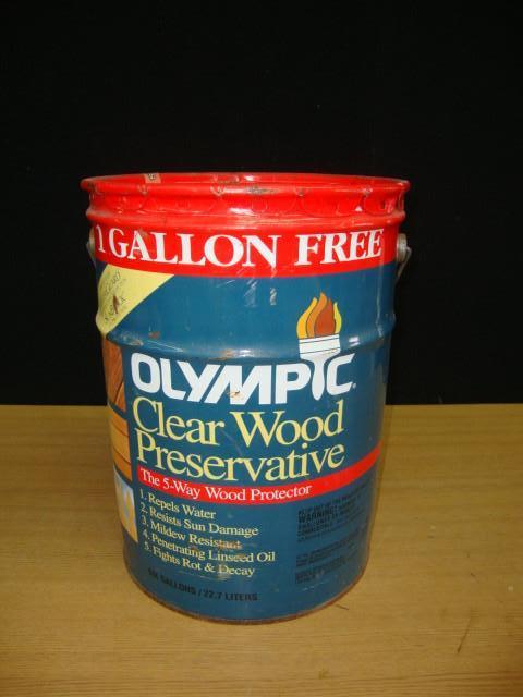 lot 17 image: New 6 Gallon Olympic Clear Wood Pre...