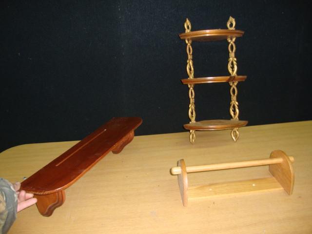 lot 79 image: Lot of 2 Small Shelves & 1 Pape...