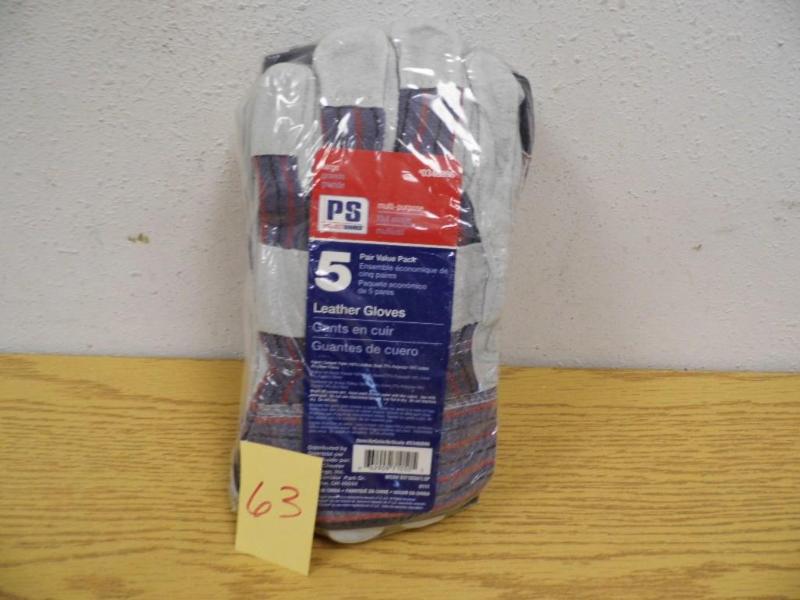 New - 5 Pack Leather Work Gloves