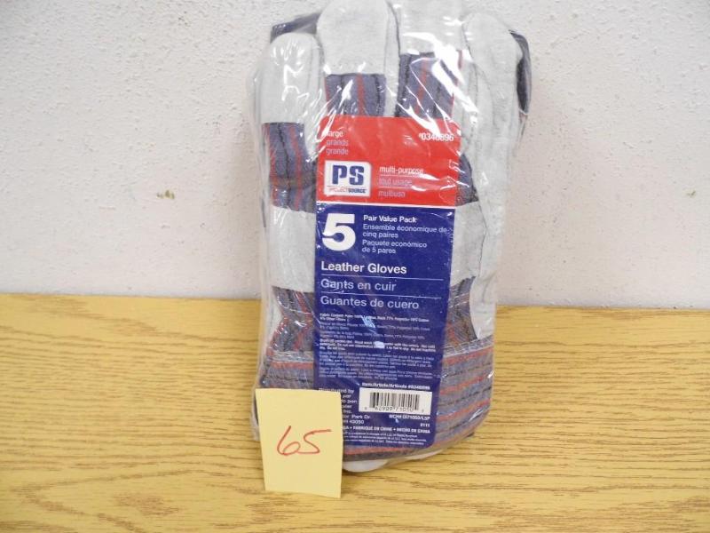 New - 5 Pack Leather Work Gloves