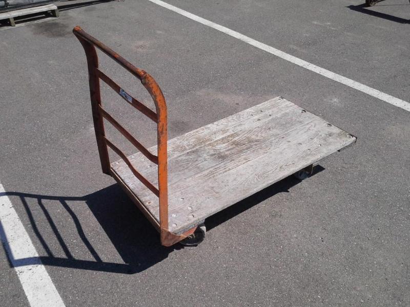 lot 12 image: Wood deck cart. metal handle