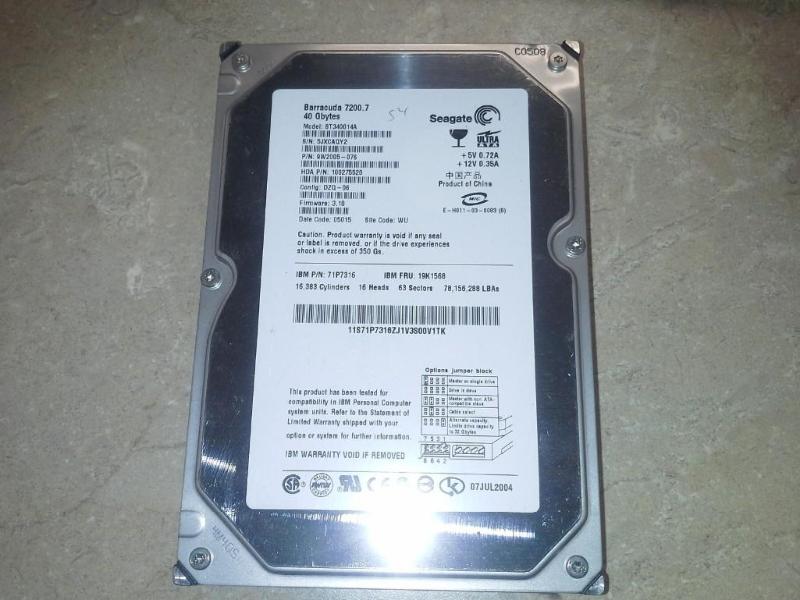 lot 54 image: hard drive,  40Gbyttes