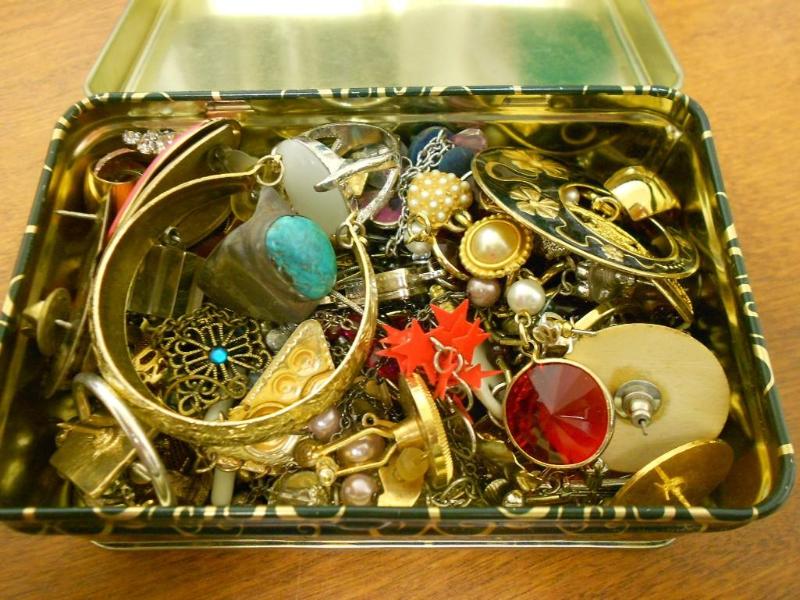 Various rings, earrings, pins, and ...