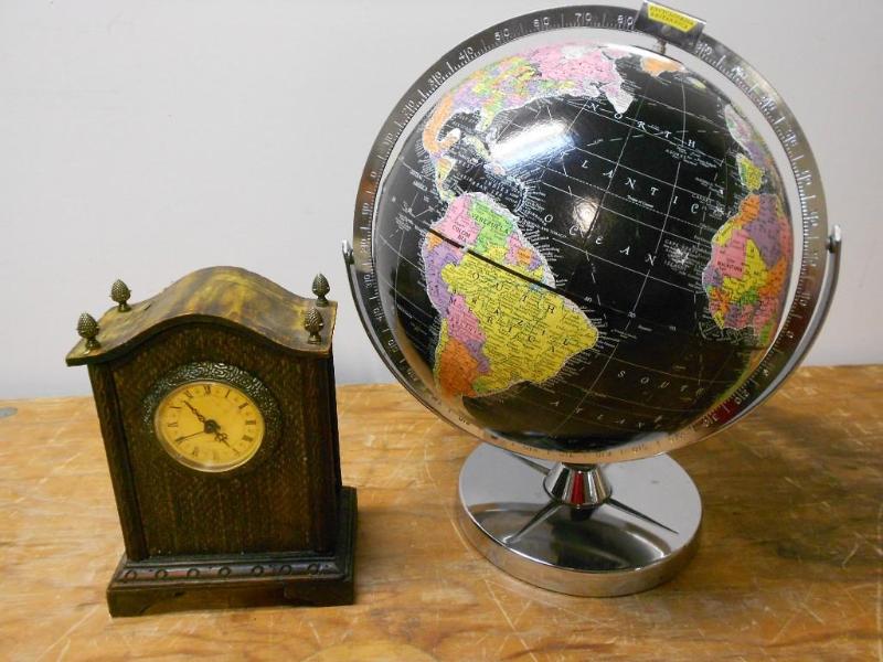 Decorative Globe and shelf clock....