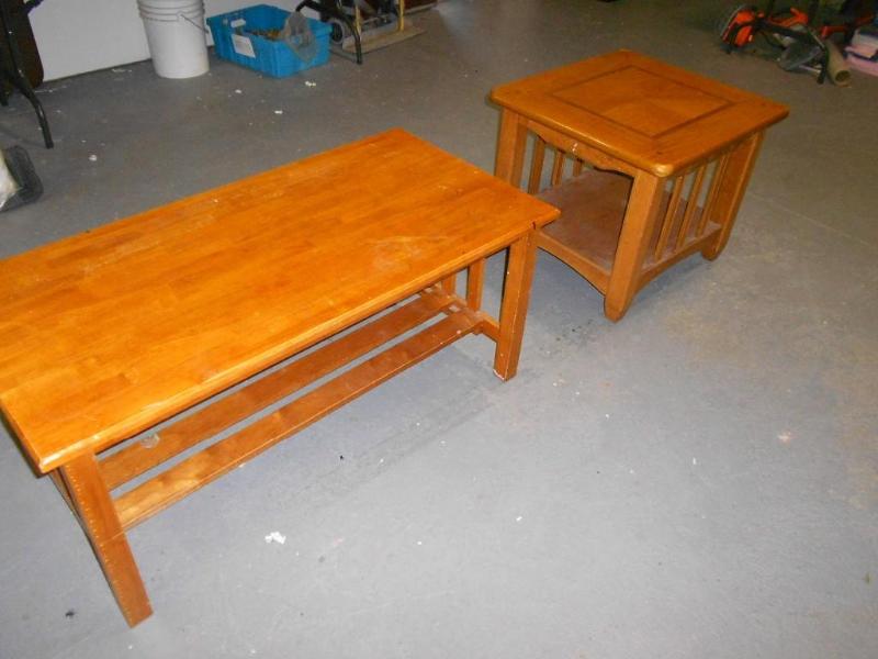 Wood coffee table and matching end ...