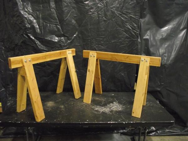 lot 71 image: (2) Wooden Saw Horses  ...