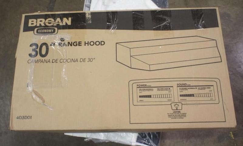 lot 34 image: New in box Broan 30" Range Hoo...